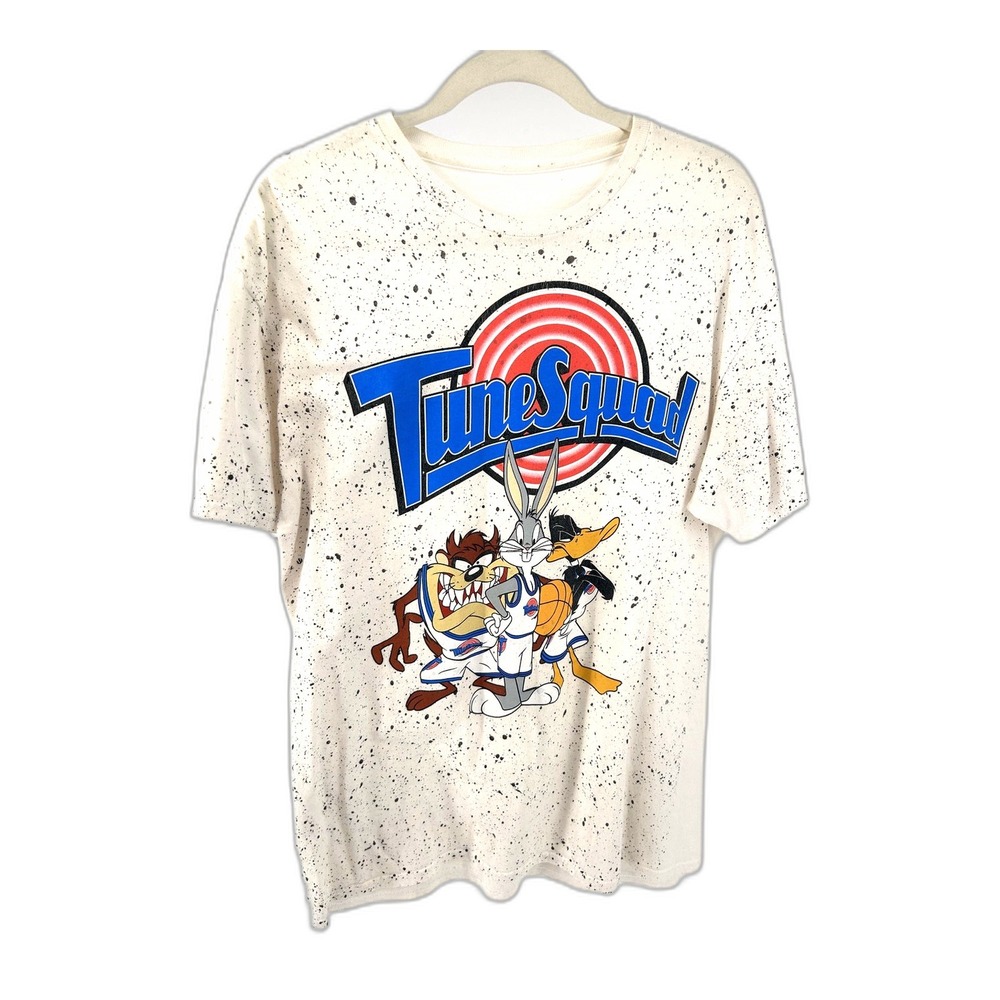 Space Jam Tune Squad Graphic Tee Cream Paint Splatter Bugs Bunny Taz Daffy Duck